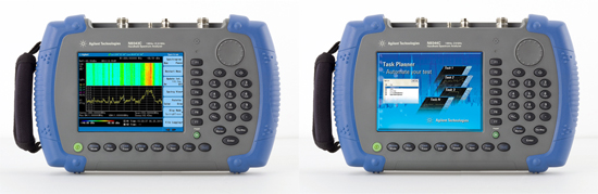 Figure 1: The 13.6-GHz N9343C HSA (on the left) and 20-GHz N9344C HSA (on the right) are handheld, rugged and weather-resistant tools that deliver benchtop performance, field test automation and rich measurement features. 