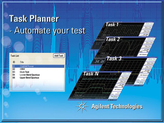 Figure 5: The industry-first Task Planner capability easily automates field test with the N9344C/N9343C HSA, boosting work efficiency to a new level. Similar handheld instruments have traditionally required a computer for field test automation.