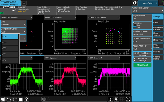 Figure 2: Drop down windows quickly configure an LTE-A FDD ETC transmitter measurement, including 256QAM demodulation