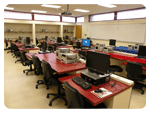 Santa Clara University's electrical engineering undergraduate teaching lab. The lab is designed to give students access to the most current electronic test equipment used in the industry.