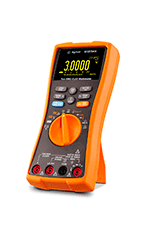 The U1273AX Handheld Digital Multimeter facing front left