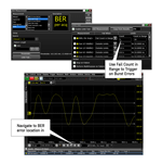 The Keysight N8827A allows Bit Error Ratio testing on PAM-4 signals and can help to identify burst errors. BER/SER per acquisition feature helps to identify and locate burst errors. PAM-4 eye unfolding capability shows location of BER/SER errors in the PAM-4 signal.